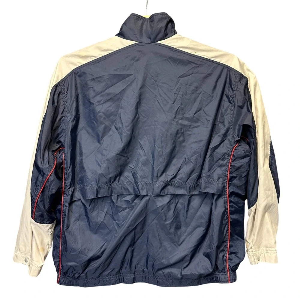 Vintage Nike Windbreaker Jacket Mens XXL Navy Blue Cream Red Piping Full Zip F8